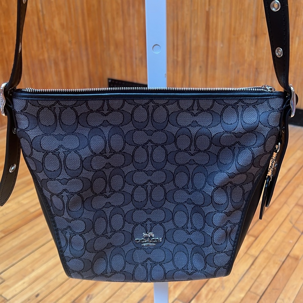 Coach Black Signature Canvas Adjustable Crossbody Bag